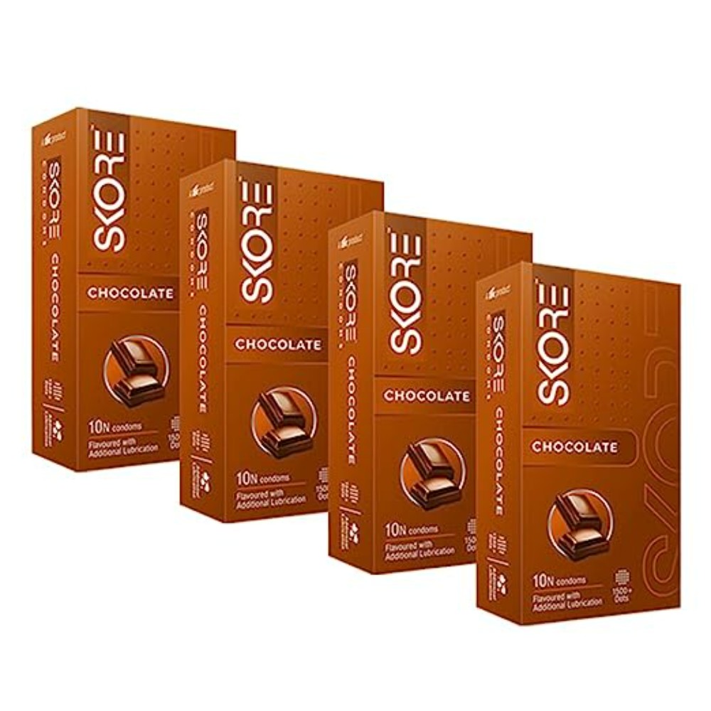 Skore Dotted Flavour Condoms (Chocolate) 10s (Pack of 4)
