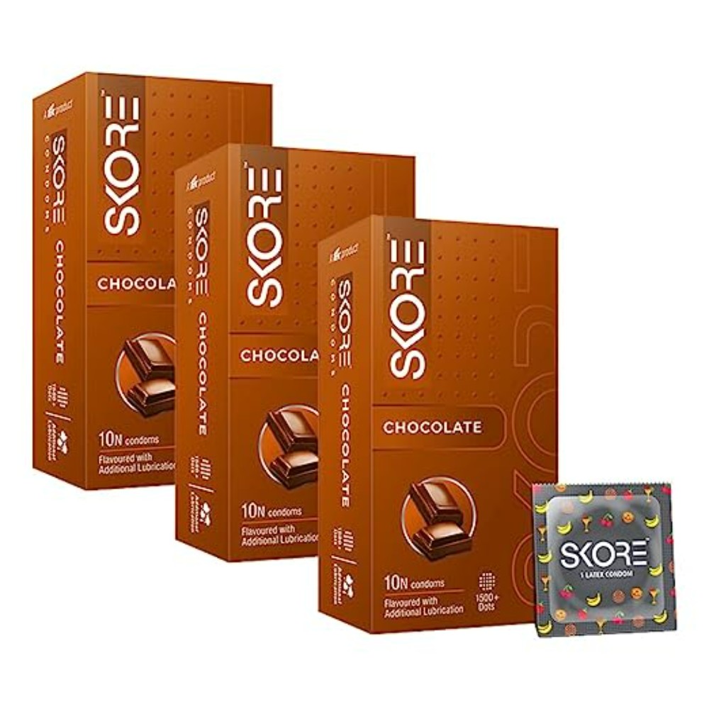 Skore Dotted Flavour Condoms (Chocolate) 10N (Pack of 3)