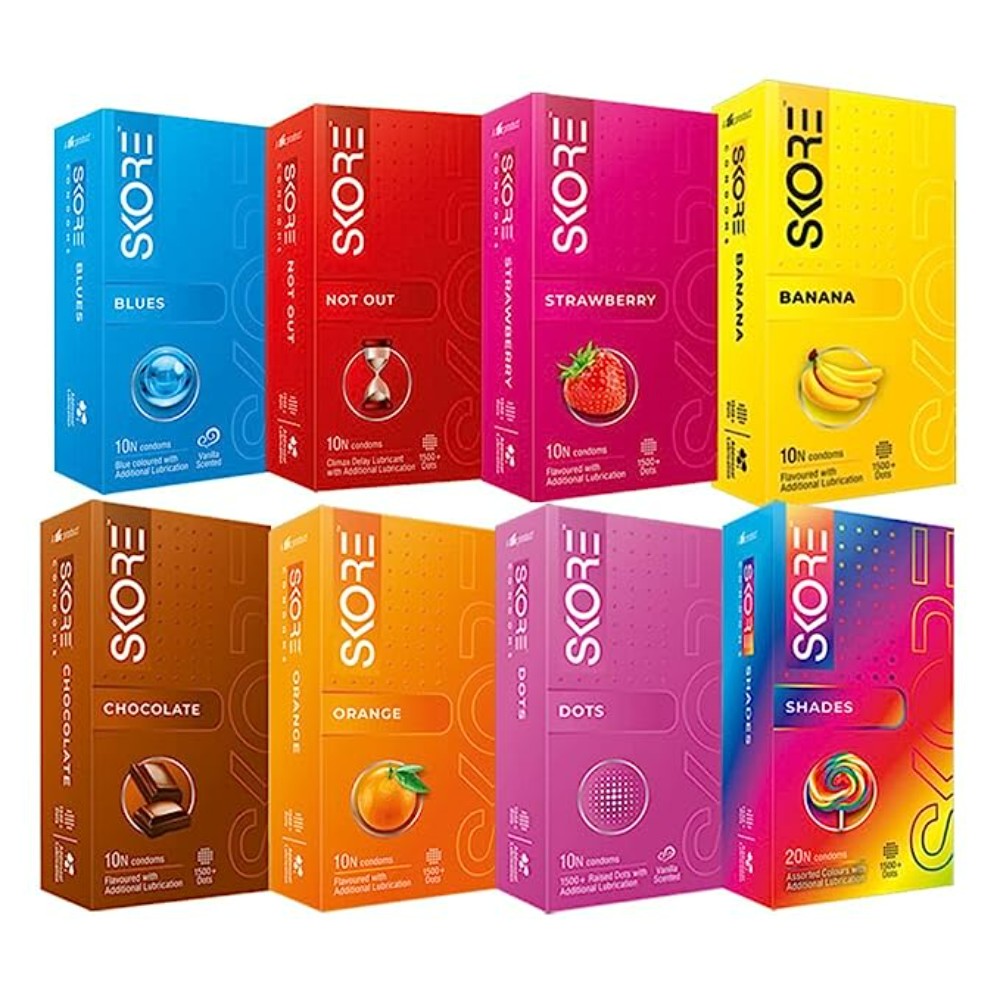 Skore Premium Multi Variety Condoms Combo - 10 Count (Pack of 8)