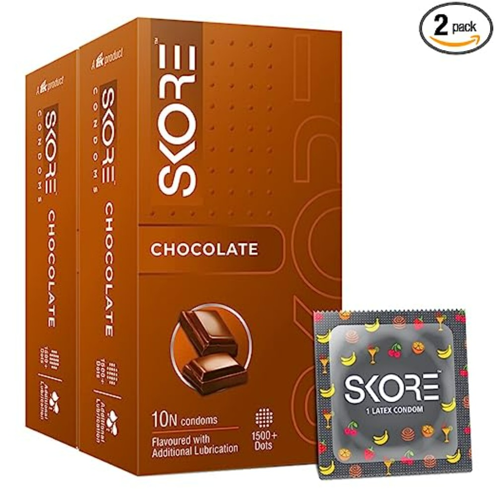Skore Dotted Flavour Condoms (Chocolate) 10N (Pack of 2)