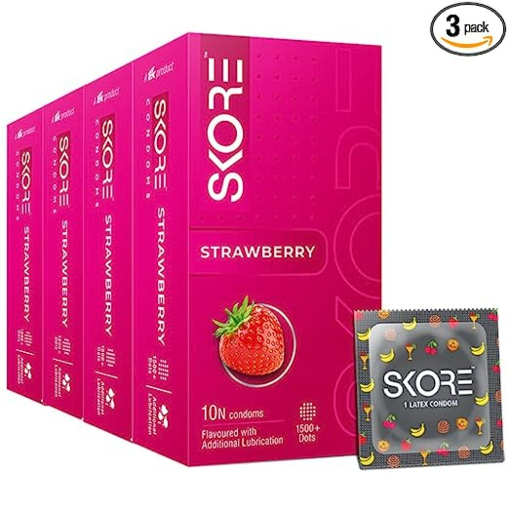 Skore Condoms, Strawberry, 10s ( 3 Pack)