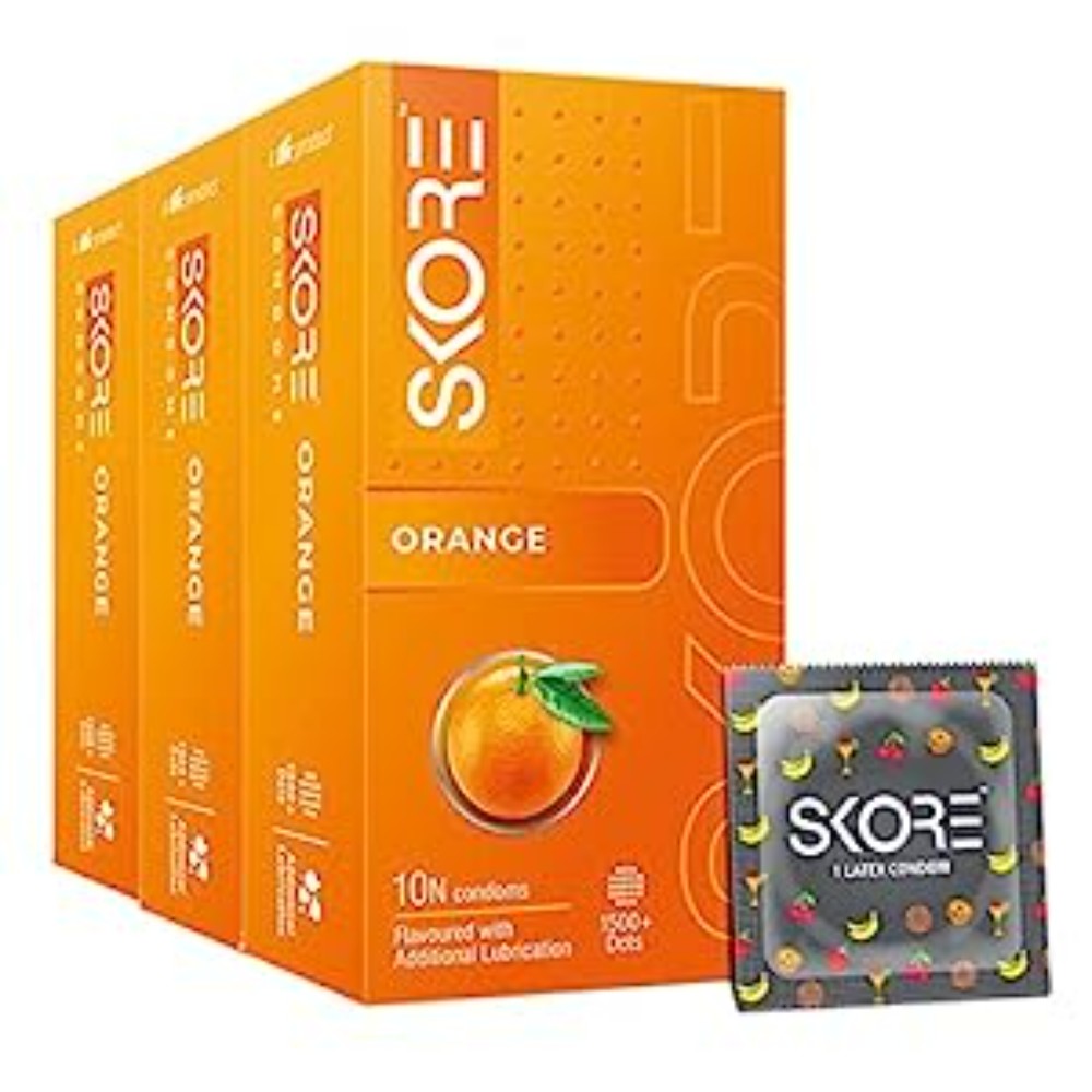 Skore Condoms 10s, Orange (Pack of 3)