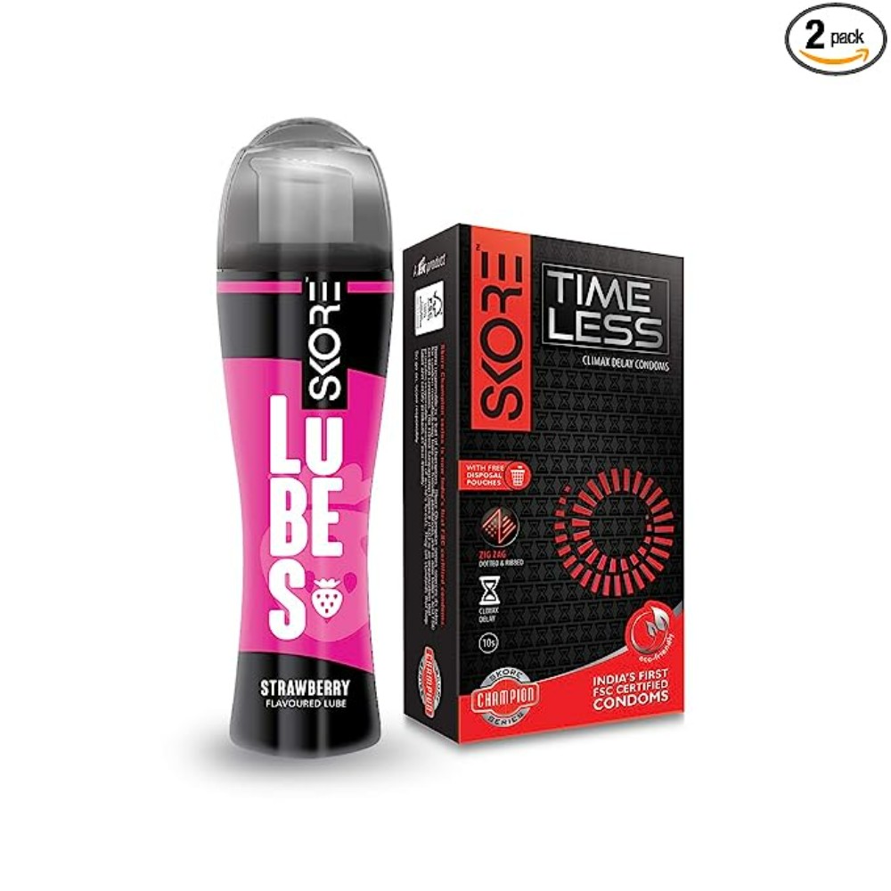 Skore Timeless Condoms 10s and Strawberry Lubes 50 ml