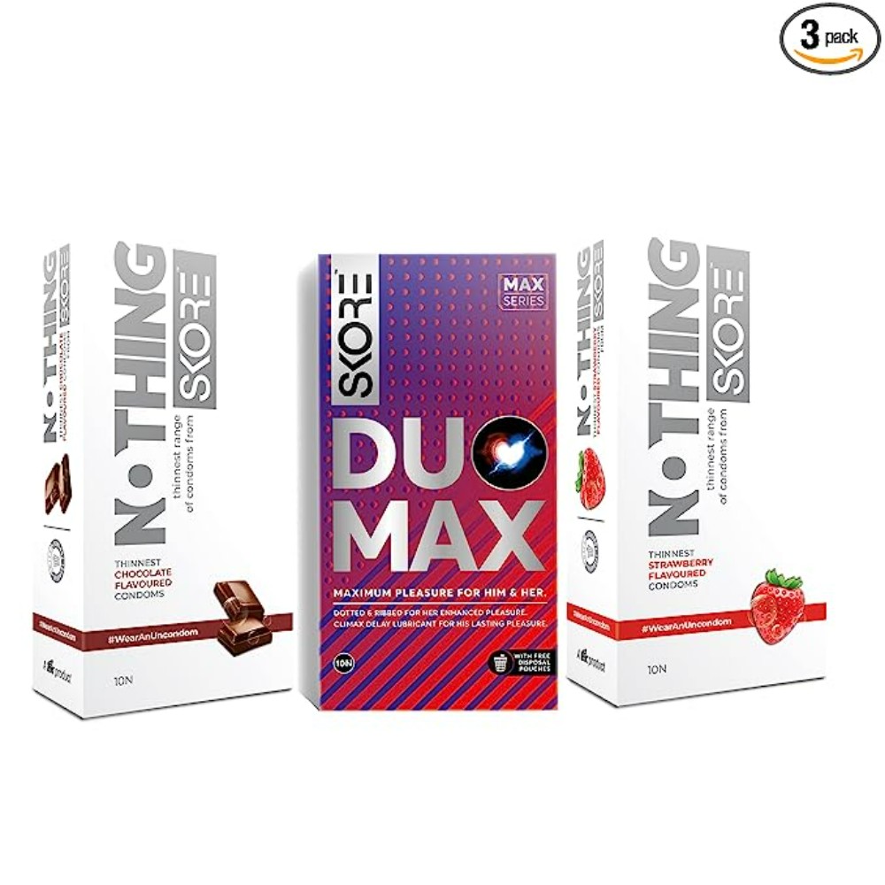 Skore Nothing 10s, Chocolate + Strawberry + Duo Max (30 Counts, Set of 3)