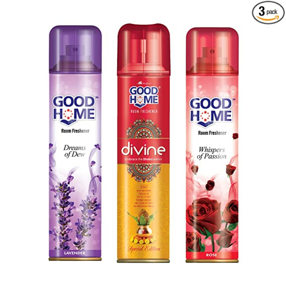 Good Home Room Fresheners Dreams of Dew Lavender and Divine and Whispers of Passion Rose (Pack of 3)