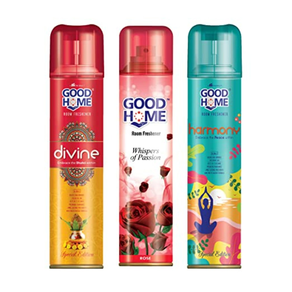 Good Home Room Fresheners Divine and Whispers of Passion Rose and Harmony (Pack of 3)