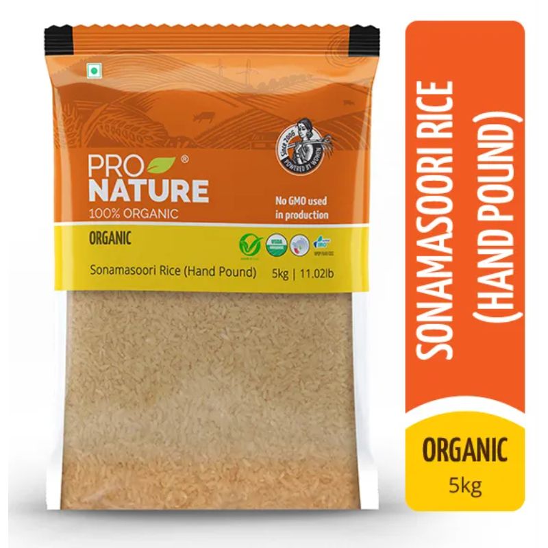 Pro Nature 100% Organic Sonamasoori Rice (Hand Pound), 5Kg