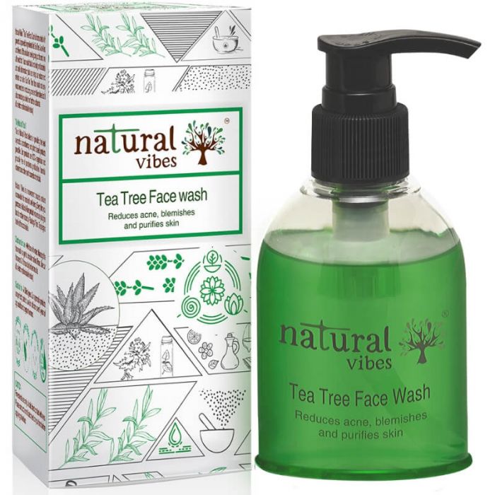 Natural Vibes - Ayurvedic Tea Tree Face Wash 150 ml - Reduces acne, blemishes and purifies skin