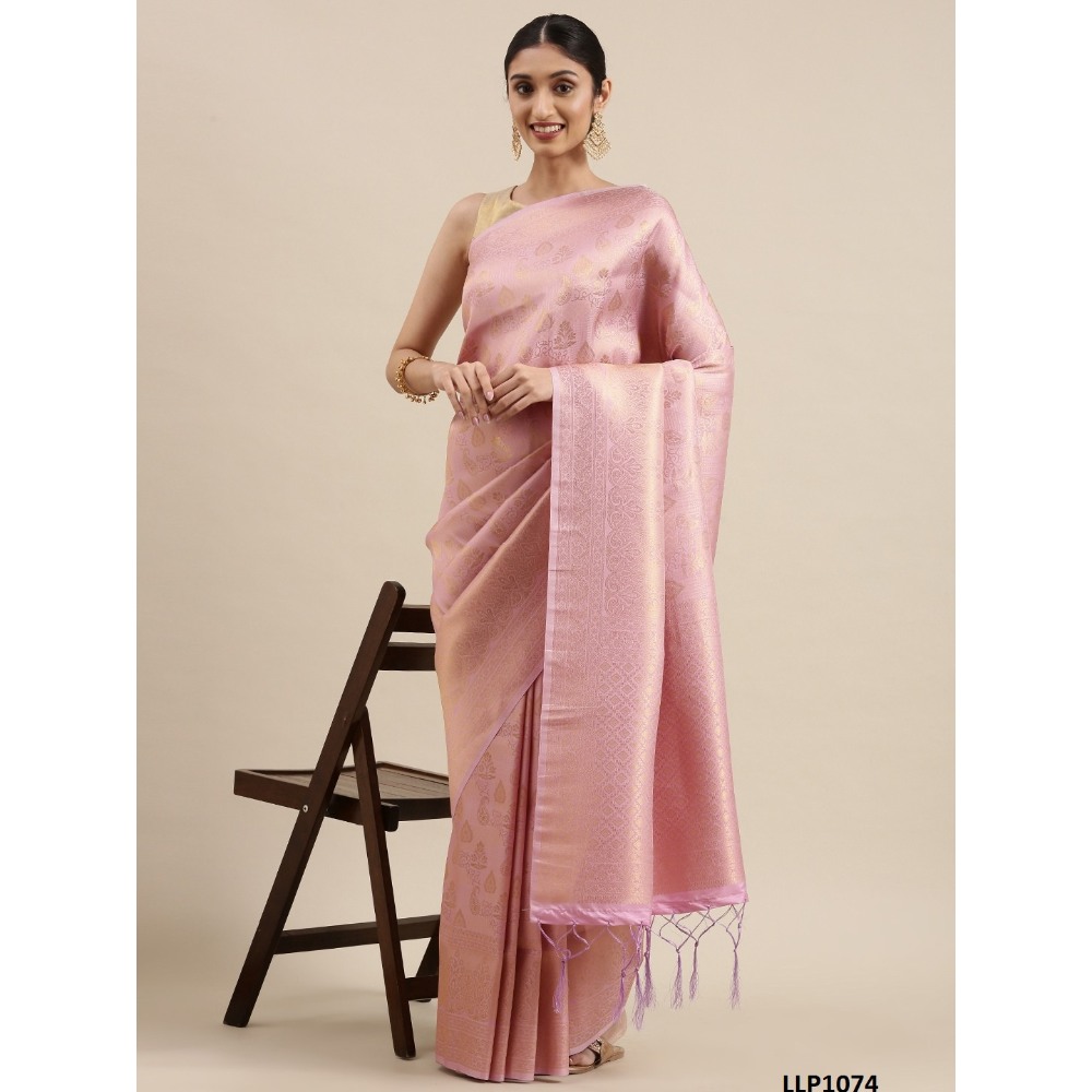 Sharaa Ethnica Lavender color Kanjeevaram Silk Sarees with unstiched blouse piece