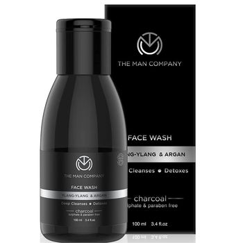 The Man Company Activated Charcoal Face Wash for Men | Ylang Ylang & Argan Essential Oils - 100ml