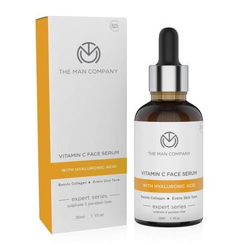 The Man Company 40% Vitamin C Face Serum With Hyaluronic Acid | Boosts Collagen | Glowing & Brightening Skin | Soft, Smooth & Supple  - 30ml