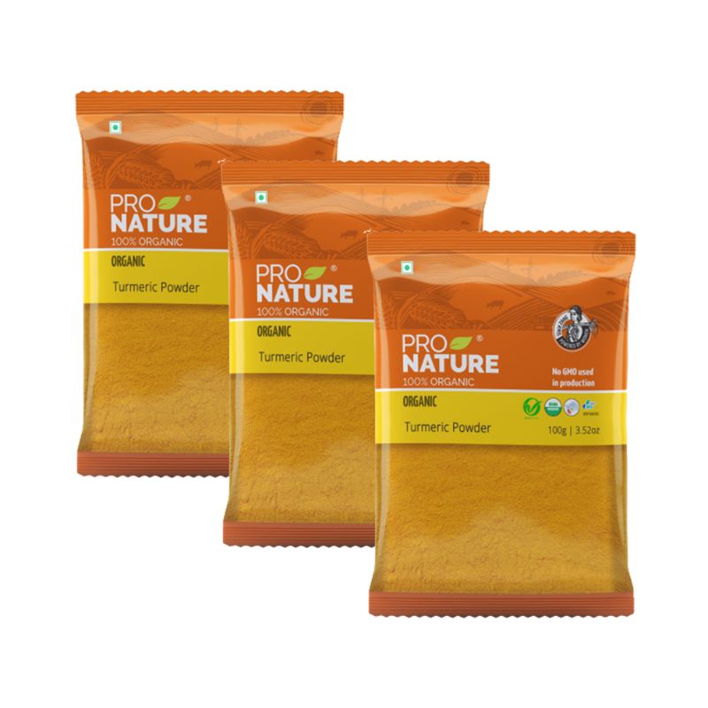 Pro Nature 100% Organic Turmeric Powder, 100g (Pack of 3)
