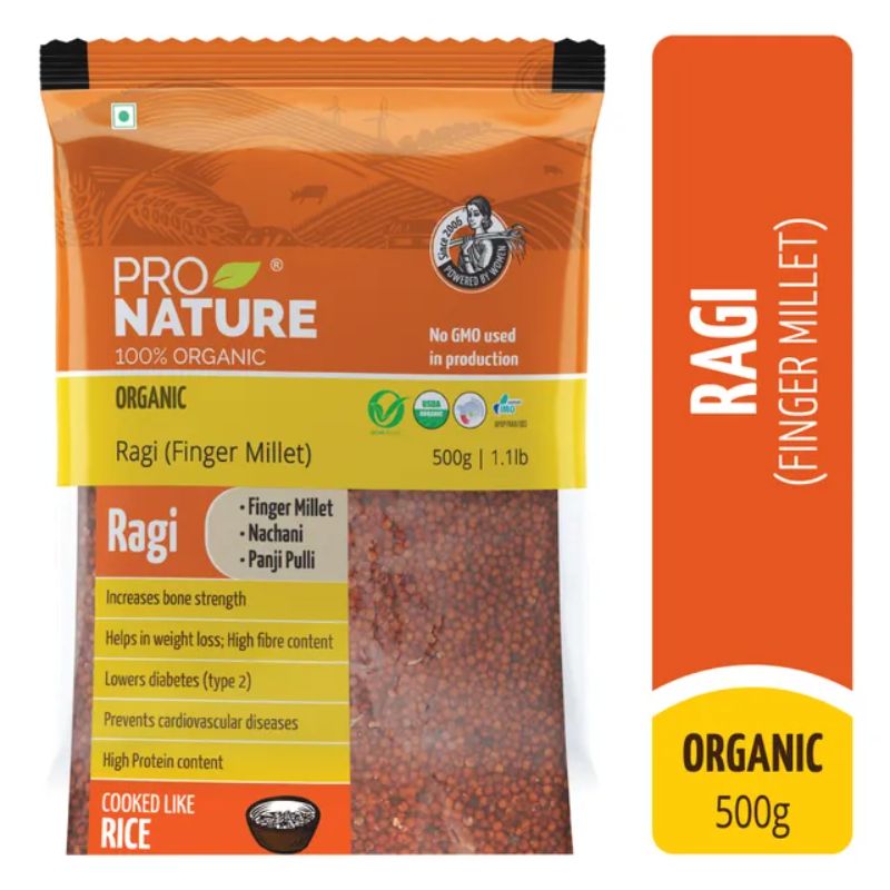 Pro Nature 100% Organic Ragi (Finger Millet), 500g (Pack of 3)