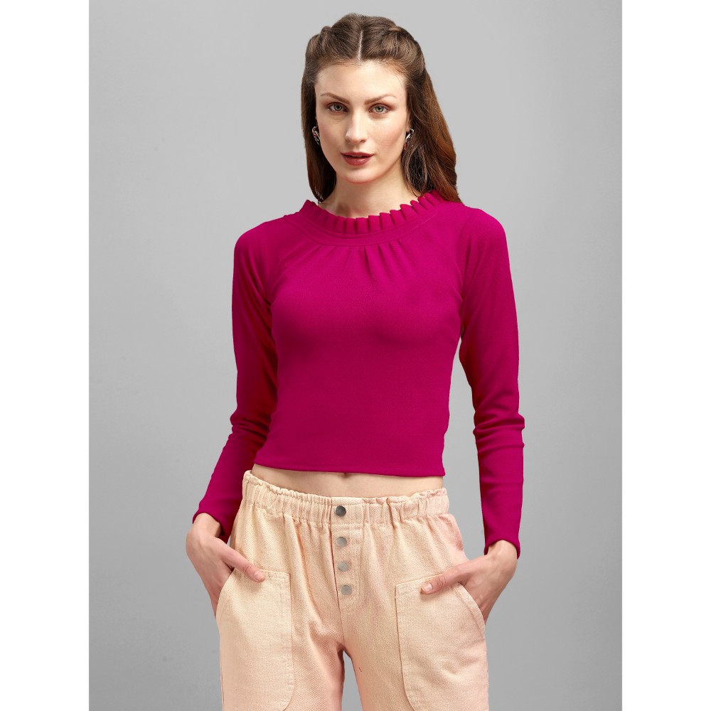 Purvaja Solid Color Fancy Imported Fabric made Crop Top