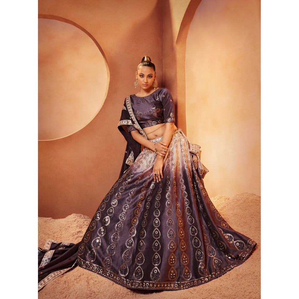 Bridesmaid Sequins Embroidered With Mirror Work Stitched Lehenga Choli With Dupatta