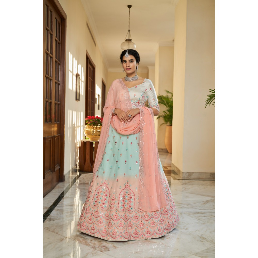 Bridesmaid Sequins Embroidered With Stitched Lehenga Choli With Dupatta