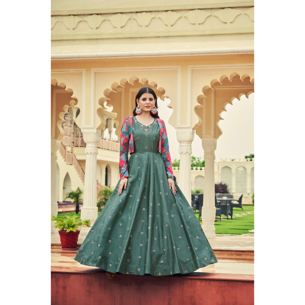 Beautiful Sequins Embroiderd Work Stitched Gown