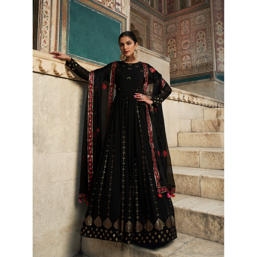 Beautiful Sequins Embroiderd Work Stitched Gown With Dupatta