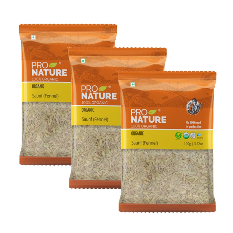Pro Nature 100% Organic Saunf (Fennel), 100g (Pack of 3)