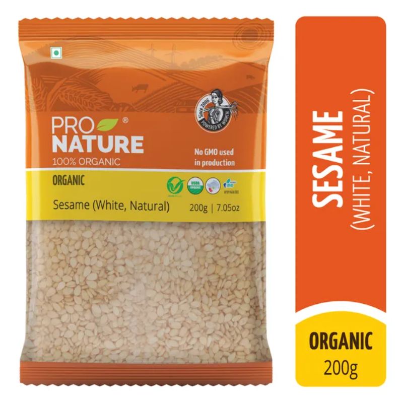 Pro Nature 100% Organic Sesame (White, Natural), 200g