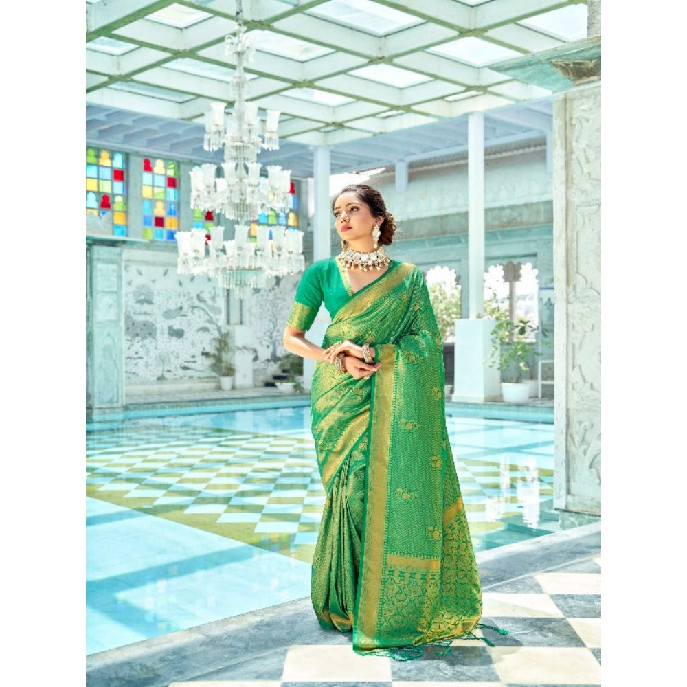 Stylebypanaash Amazing Soft Green Kanjivaram Silk Saree