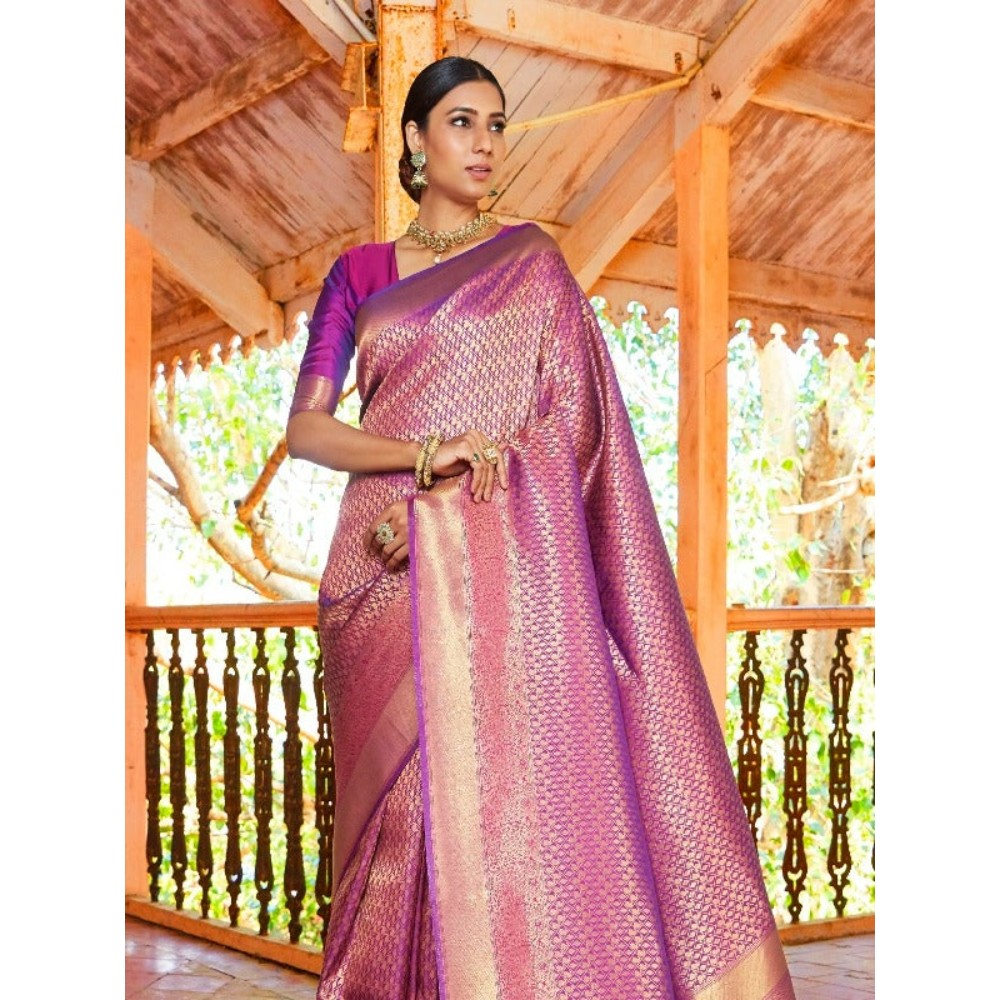 Stylebypanaash Amazing Magenta Brocade Banarasi Silk Saree