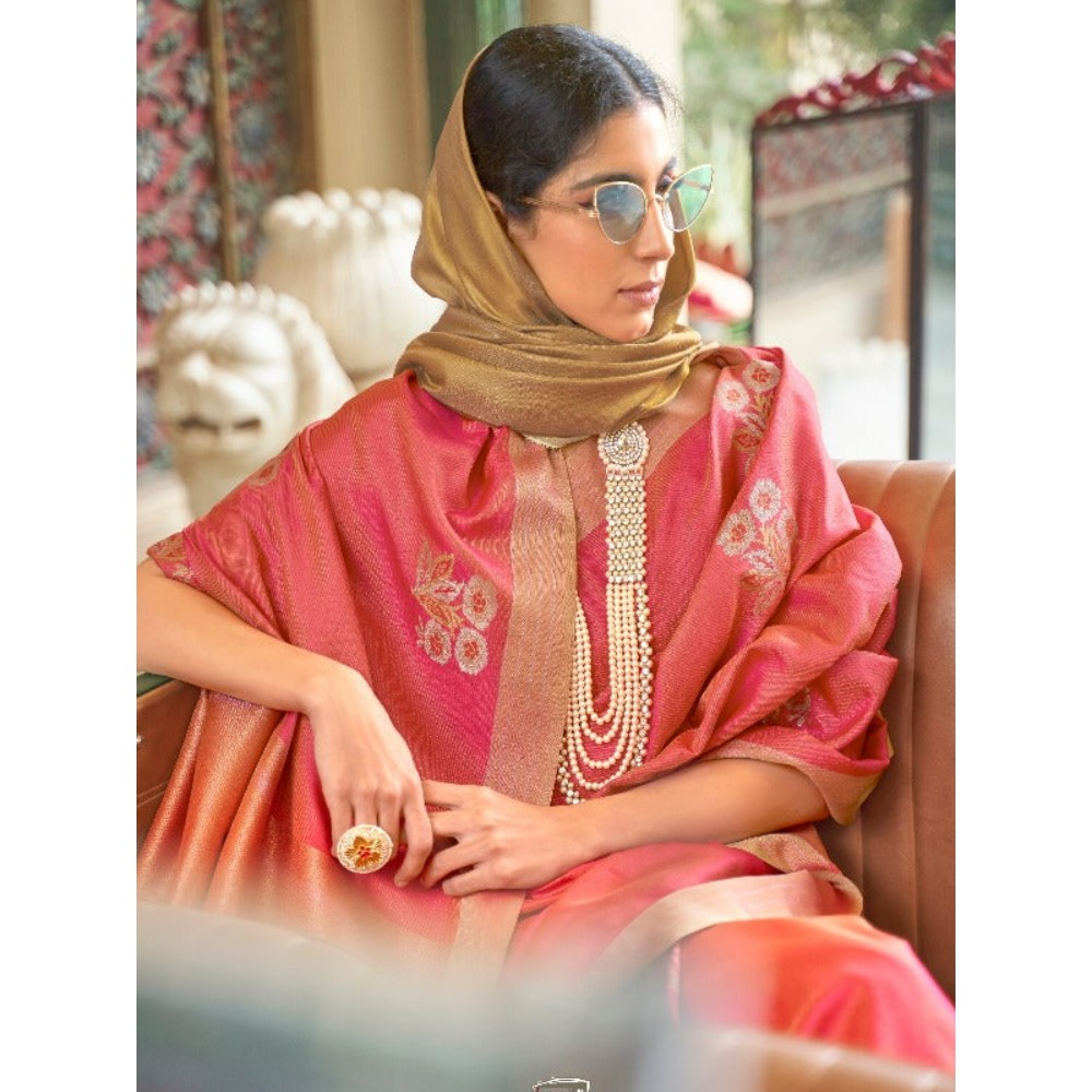 Stylebypanaash Amazing Pink Soft Banarasi Silk Saree