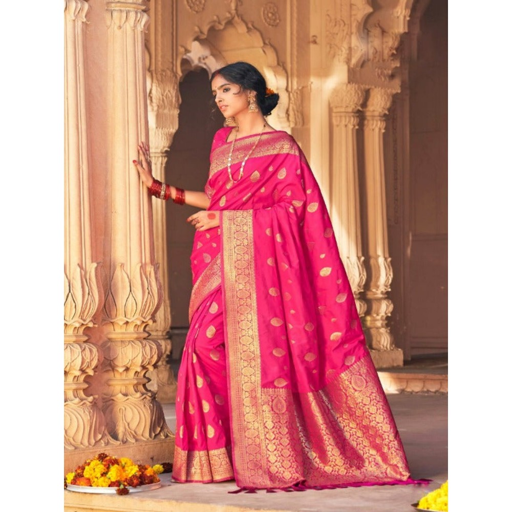 Stylebypanaash Amazing valentine special pink silk saree.