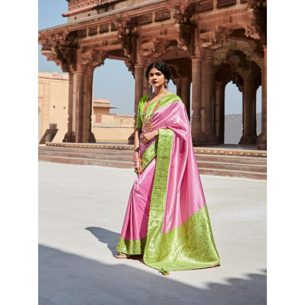 Stylebypanaash PINK SOFT SILK SAREE WITH FANCY BLOUSE
