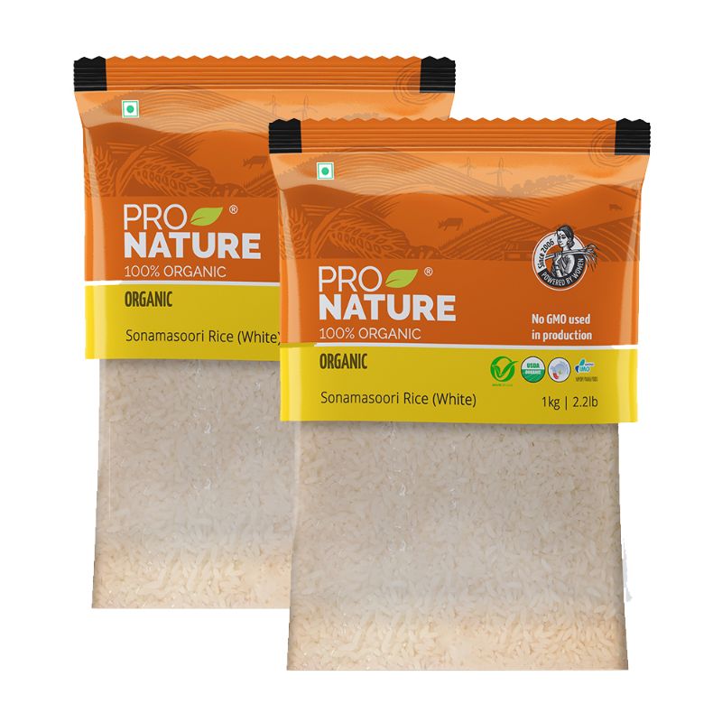 Pro Nature 100% Organic Sonamasoori Rice, 1Kg (Pack of 2)