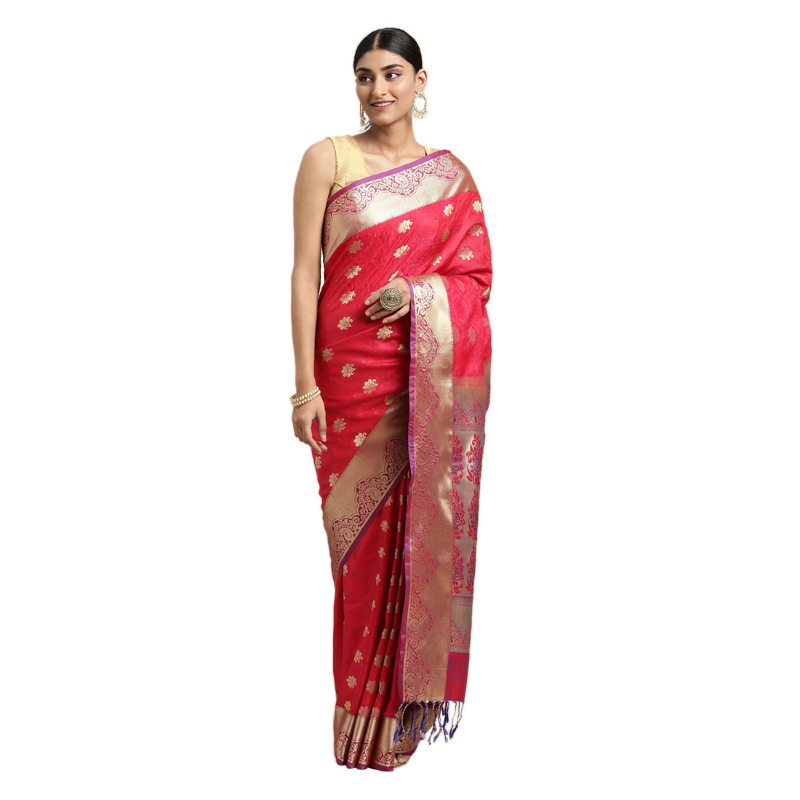 THARA-SAREES-Kanjeevaram-Soft-Silk-Zari-Self-Design-Saree-Pink