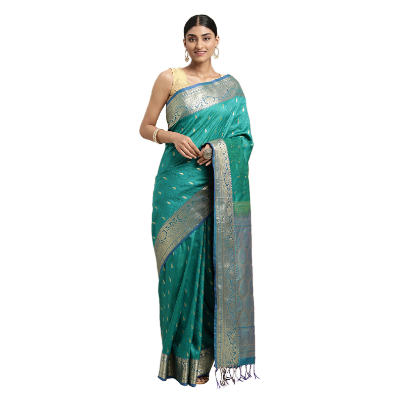THARA-SAREES-Kanjeevaram-Soft-Silk-Zari-Self-Design-Saree-Peacock-Green