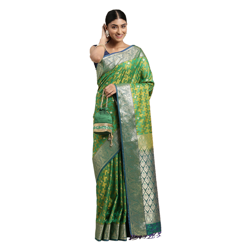 THARA-SAREES-Kanjeevaram-Soft-Silk-Zari-Self-Design-Saree-Green