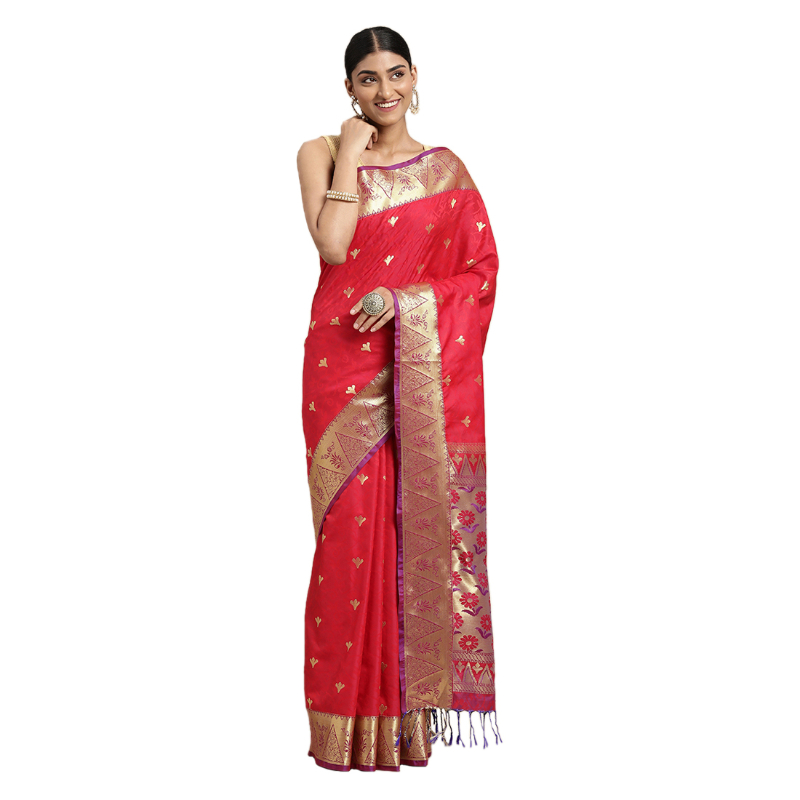 THARA-SAREES-Kanjeevaram-Soft-Silk-Zari-Self-Design-Saree-Dark-Pink